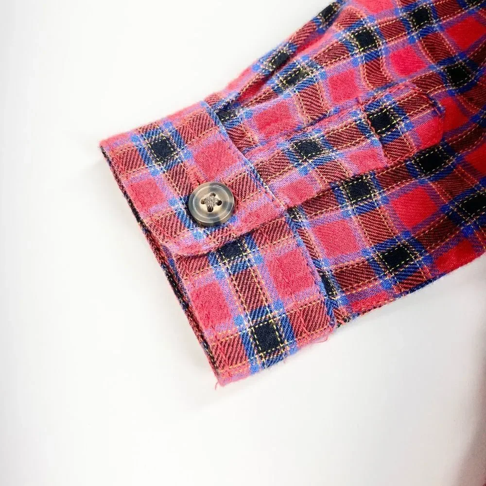 Old navy plaid button down Christmas shirt with attached tie 3-6m
